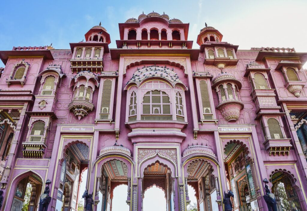 pexels-photo-19149592 Detailed view of Patrika Gate, an iconic architectural marvel in Jaipur, India.